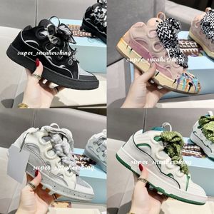 Lyxiga casual skor lavin läder trottoarkant sneakers designer skor kvinnor extraordinär sneaker kalvskinn gummi nappa plattformsole lanvinlies mens tränare