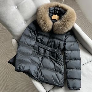 Women's Down Parkas Lagabogy 2023 Winter Women Ultra Light Piffer Jacket Luxury Real Fur Hooded 90 White Duck Coat Memale Warm Slim 231021