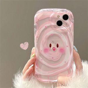 Cell Phone Cases Korean Cute Cartoon Transparent Wavy Border Case For iPhone 15 14 13 12 11 Pro Max Plus XR XS 7 8 SE 2 3 Lovely Back Cover 231021