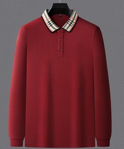 Solid designer polo shirt autumn mens t shirt Plaid collar long sleeve luxury tshirt mens clothing