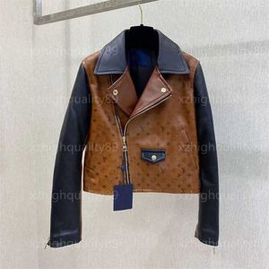 Designer Jacket Women Leather Coat Montage Long Sleeved Lapel Diagonal Zipper Simulated Leather Motorcycle Short Jackets Womens Handsome Top