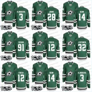 Niestandardowe Dallas''Stars''centnijne klasyczne koszulkę 32 Kari Lehtonen 28 Stephen Johns 3 John Klingberg 14 Jamie Benn 12 Radek Faksa Martin Hanza