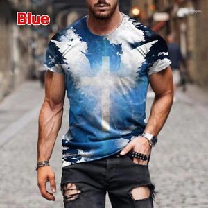 Men's T Shirts 2023 God! Cross 3d Printing T-shirt Christian Jesus Faith Pattern Short-sleeved Top