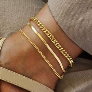 Anklets Stainless Steel Delicate Anklet for Women Gold Color Chain Bracelets on The Leg Do Not Fade Jewelry 231020