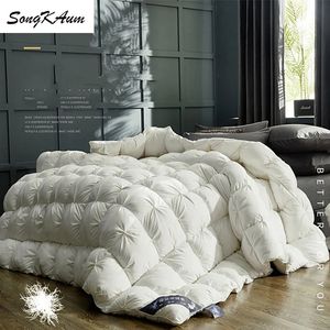 Sängkläder sätter Songkaum 100 White Gooseduck Down Quilt High Quality Fivestar El Twist Flower Duss Comforters Cotton Cover 231020