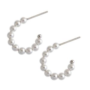 Stud 100% 925 Sterling Sier C Shape Earrings Geometric Pearl Earring Wedding Party Gifts Drop Delivery Jewelry Dhxss
