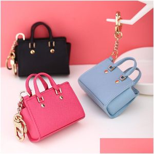 Keychains & Lanyards Keychains Lanyards Milesi Brand Leather Mini Bag Key Chain Female Cowe Wings Fashion Airpod Headset Women S Gift Dhcuv