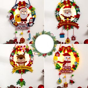 New Christmas Lantern Flower wreath Children's Handmade DIY Creative Christmas Pendant Kindergarten