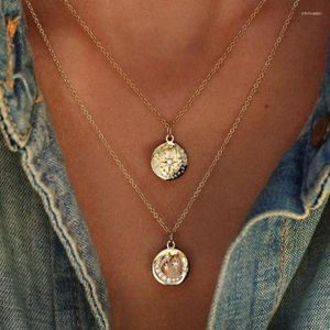 Pendant Necklaces Double Layered Satellite Chain Small Disc Necklace Star Moon Disk Friend Gift Set Of 2 Two