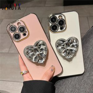 Obudowy telefonu komórkowego Glitter Diamond Ring Holder Stand Soft Case for iPhone 14 Pro Max plus 13 12 11 x