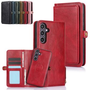 Capa carteira de couro 2 em 1 com suporte de cartão magnético destacável para Samsung Galaxy S23 FE S22 Ultra S21 S20 Note 20 A54 5G A73 A53 A33 Capa de telefone com suporte