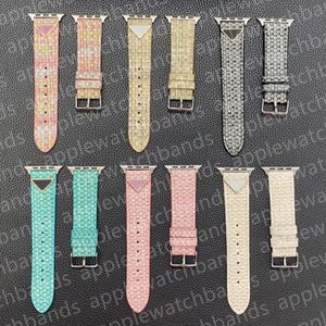 Designer Apple Watch Band Watch Strap for apple watch series 8 3 4 5 6 7 ultra iwatch Bands 38mm 42mm 44mm 49mm Luxury Woven Pattern Metal Triangle P ap Bands Smart Straps