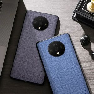 Cell Phone Cases Case For Oneplus 7T Pro Cloth Texture Four-Corner Explosion-proof Protective Premium Textile PU Back Cover for oneplus 7t case 231021