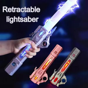 LED Light Sticks Children Colorful Glowing Sword Toys Telescopic Music Laser 2 i 1 Roterande dekomprimering Toy Kids Adult 231021