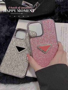 Cell Phone Cases High-Grade Rhinestone Flash Powder Letters Suitable for 12Pro Mobile Phone Personalized Shell 13Pro Max Light Luxury Q231021