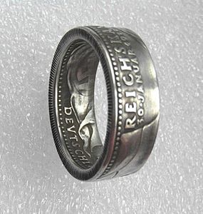 Anel de moeda artesanal, anéis vintage feitos à mão da alemanha 5 marcas 0391933039 moedas banhadas a prata tamanho americano 8162662962