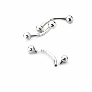 Stud astm f136 14g 16g kavisli halter kaş iç iplik tragus sarmal kulak göbek dudak halkası gövdesi piercing takı 231020