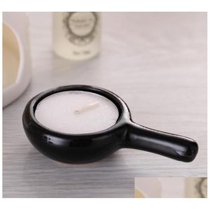 Candle Holders Ceramic Candle Placing Tray For Essential Oil Burner Incense Aroma Diffuser Fragrance Lamp Yoga Room Spa Supply Black W Dhpv0