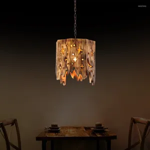 Pendant Lamps 2023 Wooden Art Lamp For Dining Living Room Cafe Restaurant Retro Industrial Style House Decoration Indoor Lighting