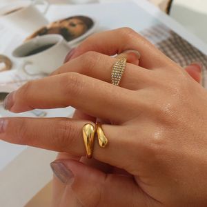 Band Rings Fine Polished Stainless Steel 18K Gold Plated Adjustable Snake Ring For Lady Female Glossy Party 231020