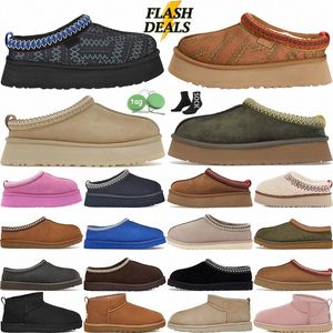 أستراليا مصمم أحذية تسمان Slippers Tazz Womens الكلاسيكية الدافئة الشتاء الخردل فائقة منصة الثلج Snow Boot Sheepes Australie Booties