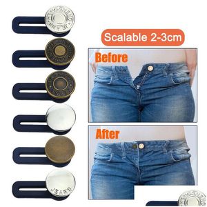 Magic Metal Buttons Extender For Pants Jeans Sewing Adjustable Retractable Waist Extenders Button Waistband Expander Drop Delivery