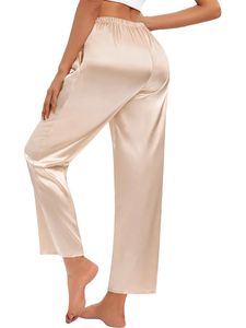 Women's Sleepwear Women s Silk Satin Pajama Pants Soft Long Lounge Pant Drawstring Trousers Casual Sleepwear Pj Bottoms with Pockets 231021