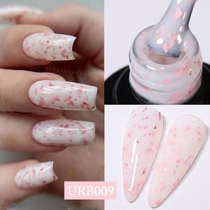 Nagellack UR SUGAR, 7 ml, Glasflasche, goldfarbenes Glitzer-Gel auf Gummibasis, rosa, milchig weiß, semi-permanenter UV-LED-Kunstlack 231020