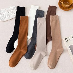 Women Socks Solid Cotton Stockings JKTights High Knee Long Thigh Femme Elastic Calcetines Mujer