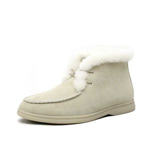 Women Snow Boots Natural Fur Genuine Leather Ankle Winter Comfortable Flat Wool Shoes 230922