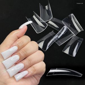 FALSE NAILS 500st/Box Fake Nail Tips Clear Duck Feet FLAS FLARE FRANSK HALV Täckning Artificial Press On Manicure Extension Tools