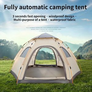 Zelte und Unterstände, 6-Personen-Zelt, zusammenklappbar, für den Außenbereich, vollautomatisch, schnell, offen, regenfest, Sonnenschutz, Wildnis, Camping, tragbare Ausrüstung 231021