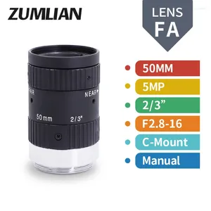 Lens 5.0MP C-mount 50mm Distortion Manual Iris Machine Vision Lenses 2/3" F2.8 Focus Zoom Camera FA