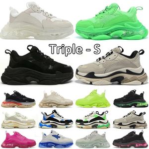 Kostenloser Versand Casual Schuhe Triple S Männer Frauen Designer Luxus Schuhe Klare Sohle Plattform Turnschuhe Triple Schwarz Weiß Rot Neon grün Rosa Herren Outdoor Trainer Tennis