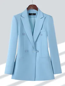 Frauenanzüge blauer Aprikose Kaffee Schwarze Frauen Formale Blazer Damen Frauen Langarm Doppelbrust gerade Jacke Mantel großer Größe 4xl