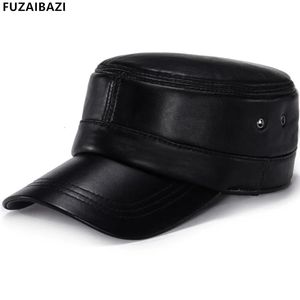 Berety modowe skórzane czapki jesienne zimowe kapelusz owczelny czapki wojskowe płaska czapka casquette gorra rozmiar 56-61 cm 231020