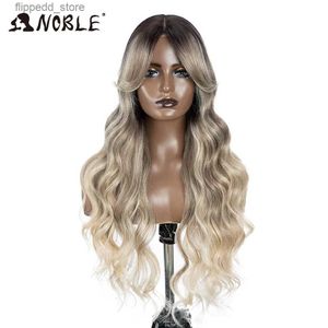 Synthetic Wigs Noble Water Wave Synthetic Lace Front Wig 28 Inch Brown Wig Lace Frontal Wig Ombre Blonde Cosplay Wigs For Women Lace Front Wig Q231021