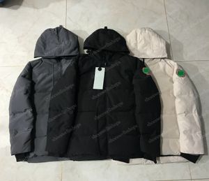 Abajo Hombres canadienses Chaqueta de bombardero Doudoune Piel de lobo real Parkas con capucha Parche con letras Bolsillos con cremallera Cálido Outwear grueso Mujeres Ruff Abrigo de invierno