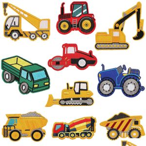 Uppfattningar Kids Engineering Vehicle Iron Ones broderade Sew On DIY Badge Applices Car Tractor Truck Decorationes For Hats Jackets B