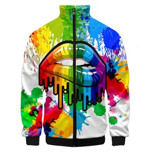 Coletes masculinos LCFA Gótico Boca Cor Lindo Verão 3D Impressão Completa Moda Jaqueta Estilo Impressão Fitness Casual Zipper Casaco Harajuku Dropship 231020