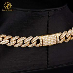 925 Silver Moissanite Real Diamond Cuban Chain Iced Out Hip Hop Jewelry 18k Gold Plated Moissanite Cuban Link Chain Necklace