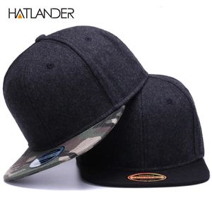 Beanie/Skull Caps HATLANDER High quality Wool caps plain camouflage baseball cap and hat men women winter hat flat brim blank hip hop cap 231020