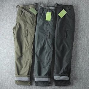 Autumn and Winter Multi Pocket Straight Tube Workwear for Men's Loose Casual Pants with Plush Plus Size S-6xl 231021