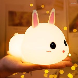 أضواء ليلية لطيفة Kids Nightlight مع إعادة شحنها قابلية للرقابة اللمسات المصباح السيليكون ضوء حضانة للفتيات هدايا عيد ميلاد الطفل