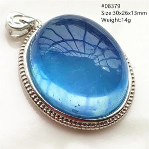 Anhänger Halsketten Natürlicher blauer Aquamarin-Edelstein-Anhänger, 925er Sterlingsilber, ovaler Eis-Aquamarin, Damen und Herren, modischer Wassertropfen-Schmuck AAAAAA 231020