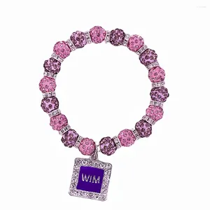 Braccialetti con ciondoli elasticizzati Regolabili Perline con sfera di cristallo da discoteca Viola Gruppo sociale Donne nel ministero WIM personalizzato