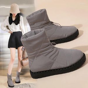 Stiefel 2023 Winter Schnee Marke Design Weibliche Slip Auf Warme Plüsch Sportswear Ski Wasserdichte Unten Tuch Plattform Baumwolle