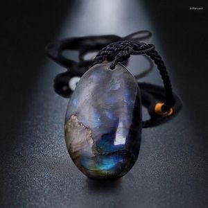 Hänge halsband naturliga oregelbundna formmönster labradorite halsband ädelstenmonsten hantverk sten hängande prydnad för kvinnliga gåvor