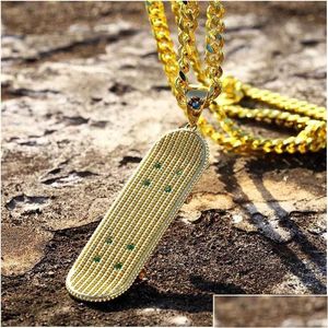 Colares Pingente Colares Mens Hip Hop Colar Jóias Sier Gold Cuban Link Chain Moda Skate para Homens Drop Delivery Dhubs