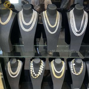 Fashion Design 2rows Moissanite Cuban Link Chain 925 Sterling Silver Necklace/bracelet Chain for Rapper Hiphop Jewelry
